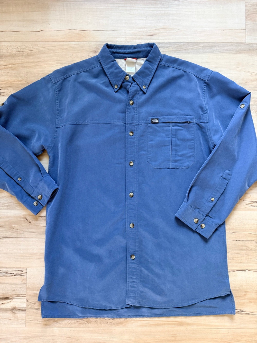 The North Face Men’s Blue Button Down Shirt Long Sleeve Utility Pockets Size L